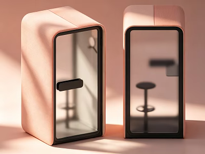 Pair Of Pink Modern Speakers With Glass Panels And Sleek Exterior 3d model