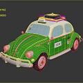 Green And White Vintage Beetle Taxi With Roof Rack And Door TAXI Sign