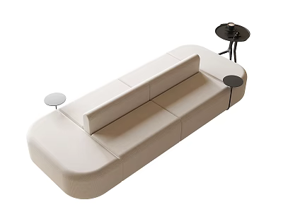 Modern Beige Sofa Design With Sleek Lines And Side Tables For Living Room 3d model