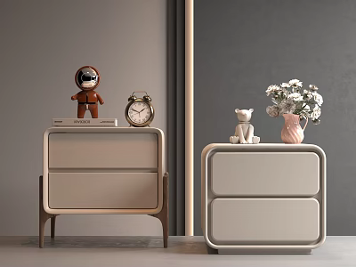 Modern Cream Bedside Cabinet Cream Wind Bedside Cabinet 3d model
