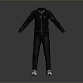 Black Sports Tracksuit Set With Hoodie Pants And White Sneakers