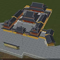 Traditional Chinese Ancient Architecture With Yellow Walls Black Tiled Roofs And Courtyard Layout