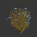 Vibrant Small Colorful Fish Swimming Around Yellow Branching Coral in Marine Underwater Scene