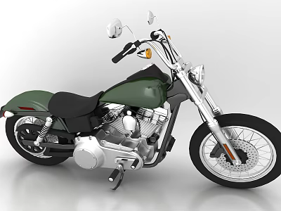 Classic Green And Black Motorcycle With Chrome Handlebars Black Seat And Alloy Wheels 3d model