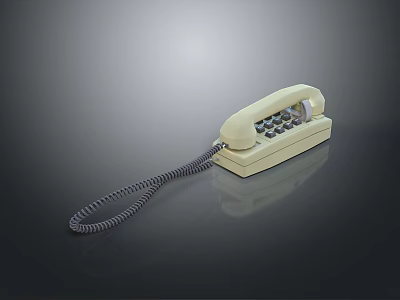 Vintage Electronic Telephone with Beige Classic Design Handset and Coiled Cord 3d model