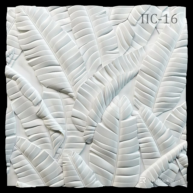 Modern Decorative White Wall With 3D Leaf Pattern And Textured Design 3d model 