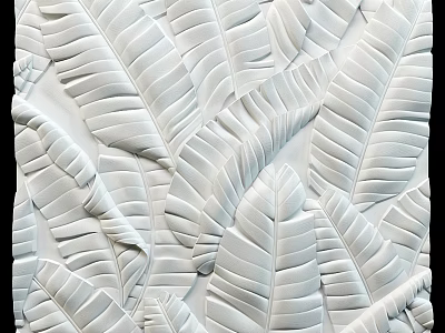 Modern Decorative White Wall With 3D Leaf Pattern And Textured Design 3d model