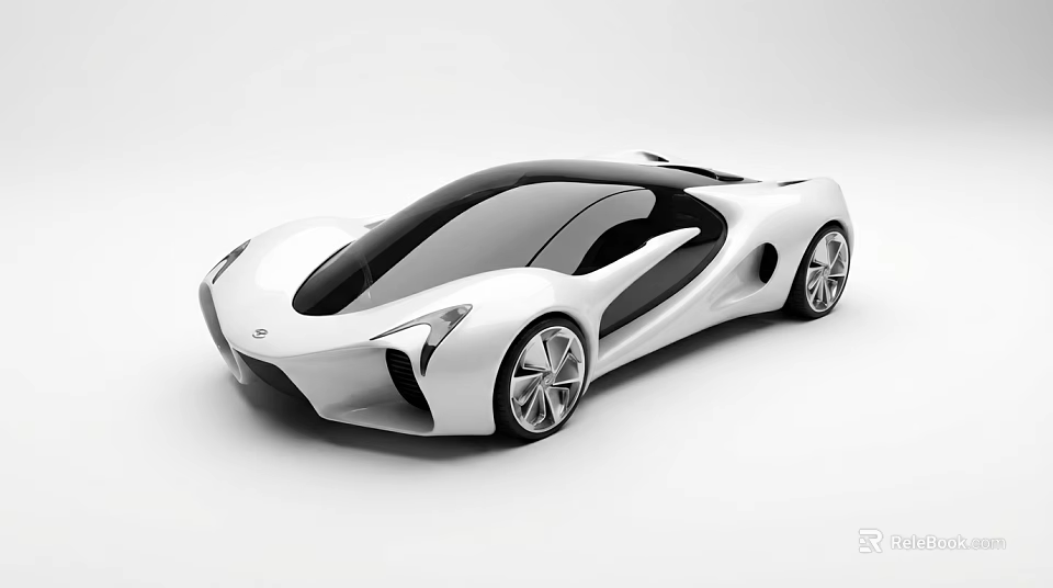 Futuristic White Sports Car With Sleek Aerodynamic Body And Alloy Wheels 3d model 