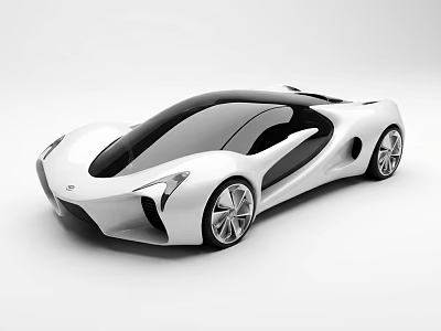 Futuristic White Sports Car With Sleek Aerodynamic Body And Alloy Wheels 3d model