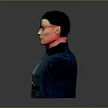3D Character Bust With Black Short Hair Sunglasses Blue Jacket And Metallic Buckle Details