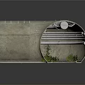 Industrial Tunnel Interior Featuring Metal Pipes Concrete Walls Ground Plants And Metal Structures