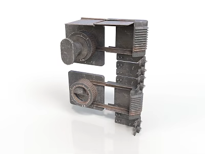 Mechanical Industrial Equipment With Metal Knobs Heat Sinks And Structural Plates 3d model