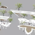 Modern Creative Outdoor Pergola Designs With Trees And People In Landscape