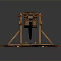 Wooden Toy Catapult With Long Projectile Arm And Sturdy Wooden Frame Base
