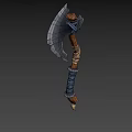 Handcrafted Axe With Sharp Metal Head Wooden Handle And Leather Wrapped Grip Design