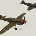 Vintage Olive Green Fighter Aircraft With Shark Mouth Design And Star Markings