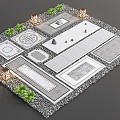 New Chinese Style Paving Garden Paving Floor Paving Setches Landscape Square Paving Courtyard Paving Courtyard Tiles 3d model