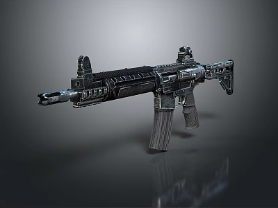 Modern Tactical Rifle With Scope And Textured Metal Components Design 3d model