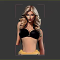 Blonde Woman Bust Sculpture Wearing Black Bikini With Yellow Base On Dark Background