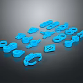 Blue 3D Printed Small Parts With Various Shapes And Assembly Tools 3d model