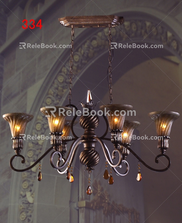 Elegant luxury European-style chandelier 3d model