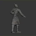Ancient Terracotta Warrior Sculpture Carving With Historical Military Figure Details