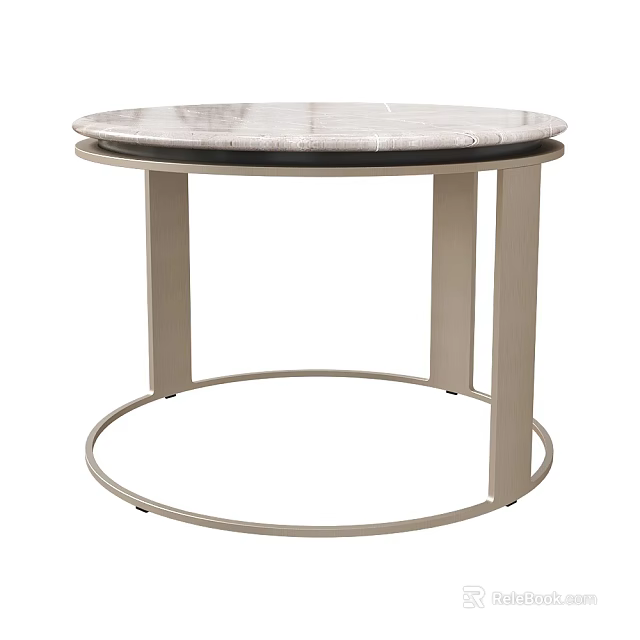 Round Modern Side Table With Marble Top And Metal Base Design 3d model