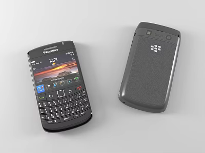 BlackBerry Smartphone Front And Back View With QWERTY Keyboard Screen Display And App Icons 3d model