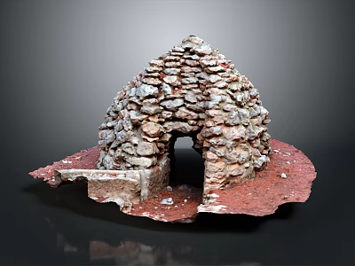 Ancient Stone Dome Structure Standing On Red Ground Scenic View 3d model