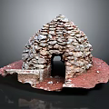 Ancient Stone Dome Structure Standing On Red Ground Scenic View 3d model