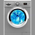 Modern Front Load Washing Machine With Transparent Door And Blue LED Light 3d model