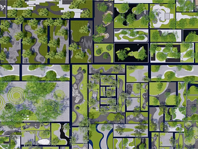 Diverse Garden Design With Multiple Layouts Greenery Paths And Water Features 3d model