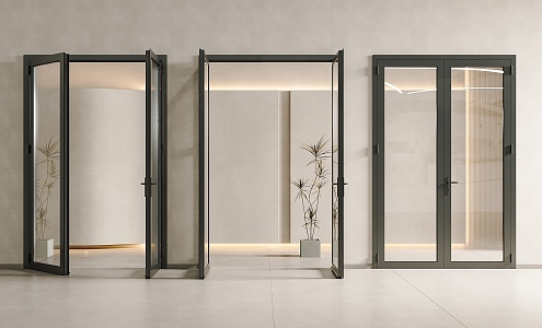 Aluminum alloy glass double door glass door shop glass door office glass door glass door 3d model