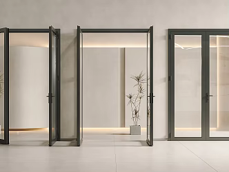 Aluminum alloy glass double door glass door shop glass door office glass door glass door 3d model