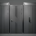 Modern Dark Gray Security Doors With Linear Patterns And Secure Lock Systems