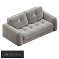 Modern Gray Upholstered Sofa With Plush Seating Square Backrest And Stylish Armrests 3d model