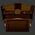 Open Decorative Wooden Storage Chest With Shiny Gold Coins Inside