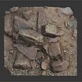 Raw Red Brown Rough Stone Pile Comprising Various Sizes Rocks And Small Gravels