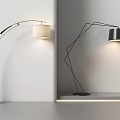 Modern Floor Lamps With Arc And Geometric Metal Frames And Fabric Shades