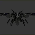 Futuristic Sci Fi Aircraft With Dual Blue Glowing Rotors Streamlined Body And Metallic Texture