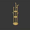 Wooden Coat Rack With Multiple Hooks And Circular Shelves For Hanging Clothes And Accessories