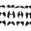 Various Black Wing Shapes For Craft And Decoration Projects 3d model