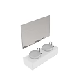 Wall Mounted Modern White Bathroom Vanity With Double Sinks And Mirror 3d model