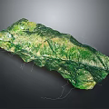 Green Mountain Terrain Model With Detailed Topography And Support Lines