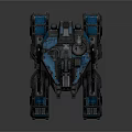 Futuristic Military Vehicle with Armored Design Multiple Wheels and Weapon System