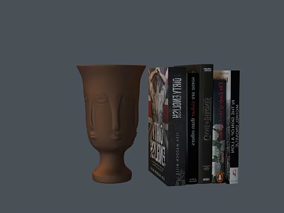 Swing Door in Room with Brown Vase and Stack of Books 3d model