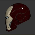 Detailed Iron Man Helmet With Red And Silver Metallic Finish And Blue Illuminated Eyes