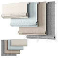Various Color Curtain Fabric Samples Displayed in Soft Tones and Textures 3d model
