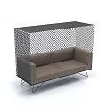 Modern Two Seater Sofa With Grid Patterned Canopy And Gray Upholstery