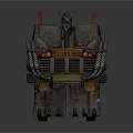 Apocalyptic Modified School Bus With Snow Plow Crane Rusty Metal Texture And Mechanical Details